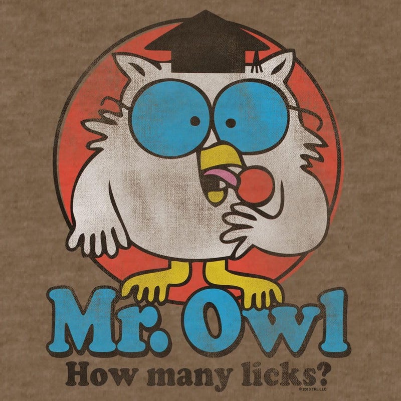 Tee Luv Men's Mr Owl How Many Licks Shirt - Vintage Tootsie Pop Graphic T-Shirt, Brown Heather, XL - Image 2